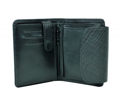 Kožená peňaženka s mriežkovaným dekorom č.8511-1 v čiernej farbe (3)