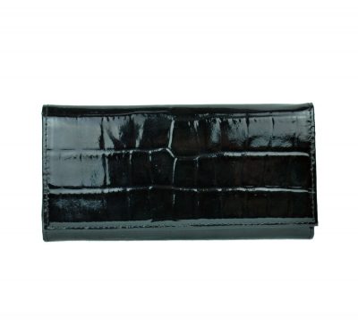 Umelecká lakovaná kožená peňaženka č.7757 so vzorom hadiny v čiernej farbe vyrobená z pravej prírodnej kože dovážanej z Talianska (1)