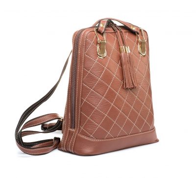 Luxusný kožený ruksak z pravej hovädzej kože so strapcami č.8661 v hnedej farbe (1)