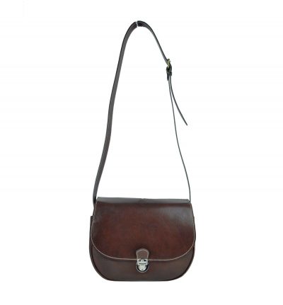 Rustikálna kožená kabelka, ručne tieňovaná, hnedá farba (1)