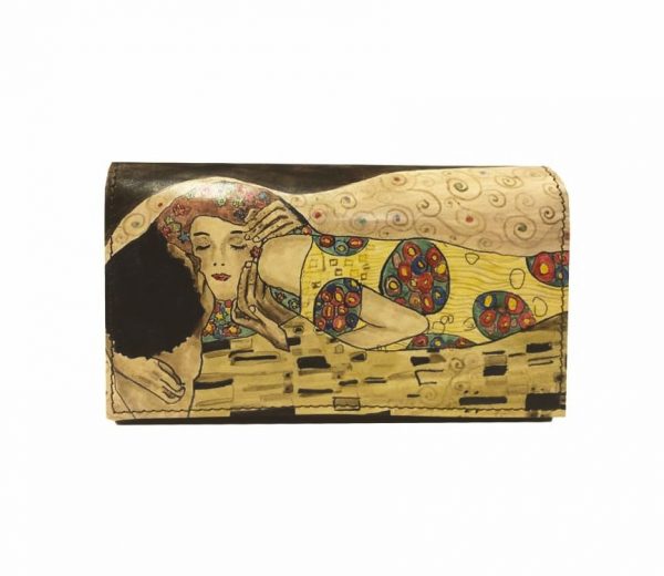 Ručne maľovaná kožená peňaženka 8542 inšpirovaná motívom Gustav Klimt