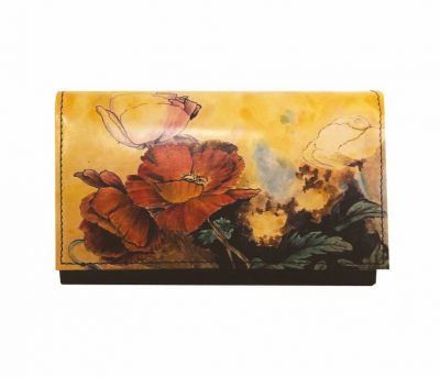 Ručne maľovaná kožená peňaženka 8542 s motívom Makov