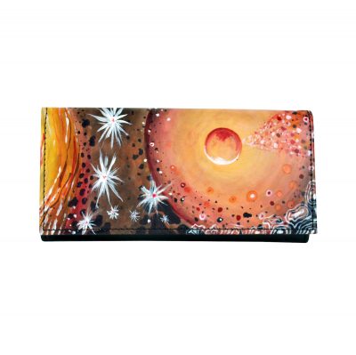 Ručne maľovaná peňaženka 7757 s abstraktným motívom, maľba na kožu (1)