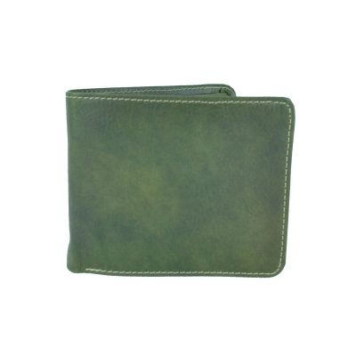 Peňaženka z prírodnej kože v zelenej farbe, ručne tamponovaná (2)