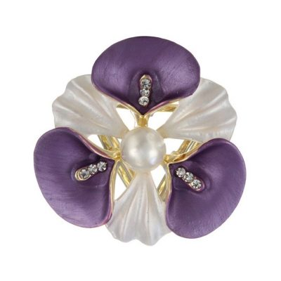 Elegantná ozdobná brošňa pre šatky v tvare fialového kvetu (1)