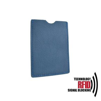 Kožené RFID púzdro vybavené blokáciou RFID NFC, modrá farba (1)