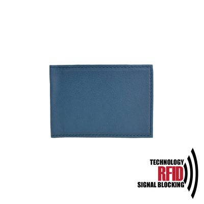 Kožené RFID púzdro vybavené blokáciou RFID NFC v modrej farbe (1)