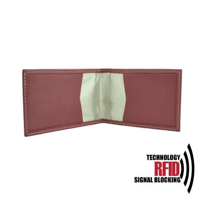 Kožené RFID púzdro vybavené blokáciou RFID / NFC v červenej farbe