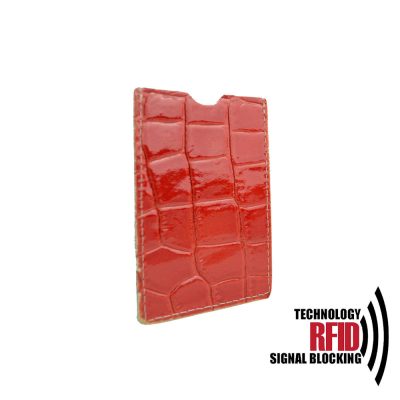 Ochranné kožené púzdro na debetné a kreditné karty, červená farba (1)
