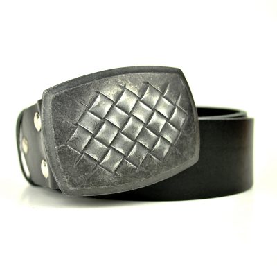 Ručne vyrobený kožený opasok Shield, 4cm, čierna farba