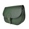 Tmavo zelená kožená kabelka, ručne tieňovaná, uzatváranie – vyťahovací zámok