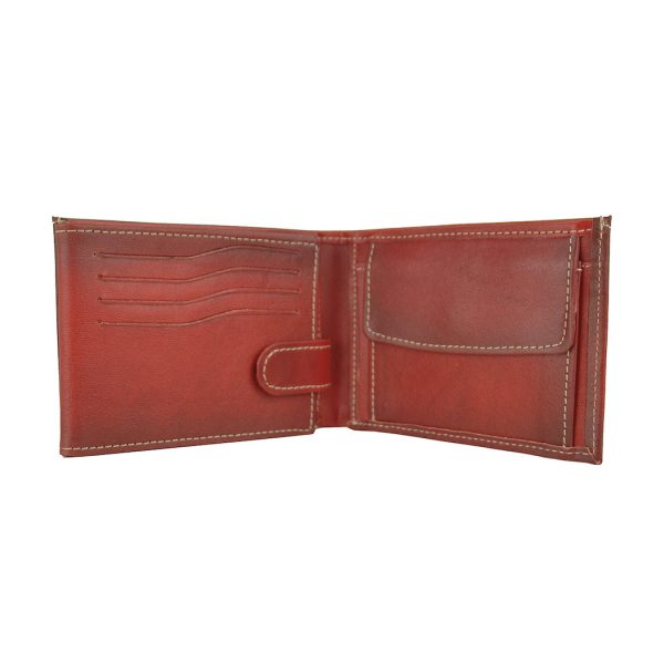 Kožená peňaženka č.8552 ručne tieňovaná v červenej farbe