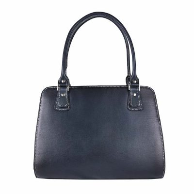 Exkluzívna kožená kabelka 8614 ručne tamponovaná a tieňovaná v tmavo modrej farbe