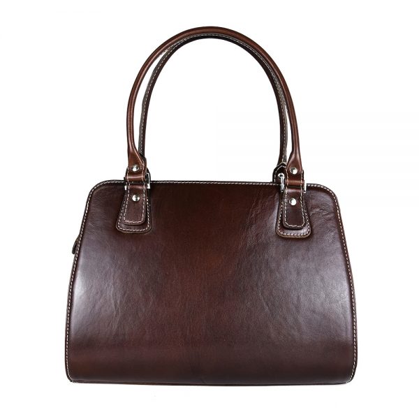 Exkluzívna kožená kabelka 8614 v tmavo hnedej farbe - Image 8
