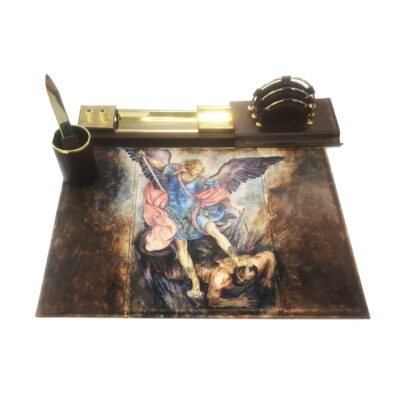 Ručne maľovaný kancelársky set inšpirovaný motívom Guido Reni - The archangel Michael