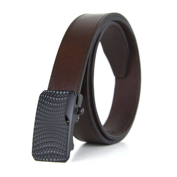 Kožený opasok s automatickou prackou BLACK KNITT - Image 2