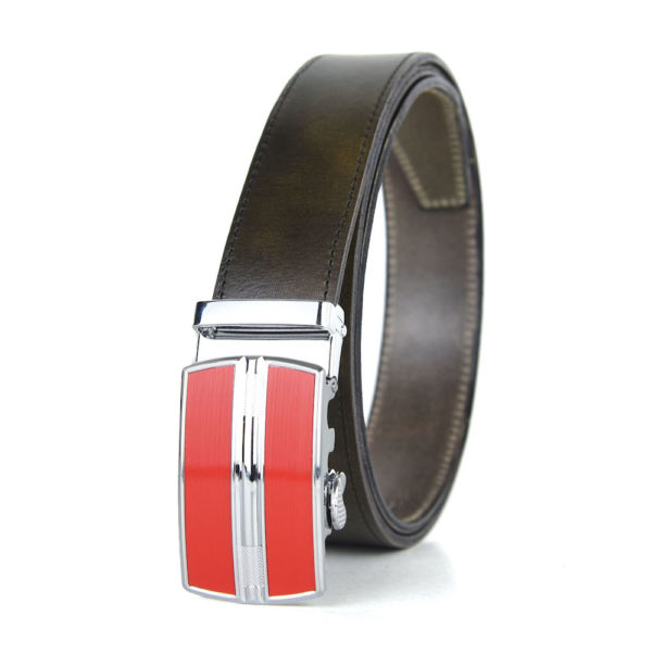 Kožený opasok s automatickou prackou RED LINES - Image 3