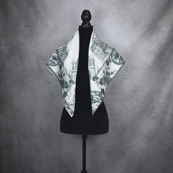 Hodvábna šatka SLOVENSKO BLACK & WHITE, 90 x 90cm, Made in SLOVAKIA - Image 4