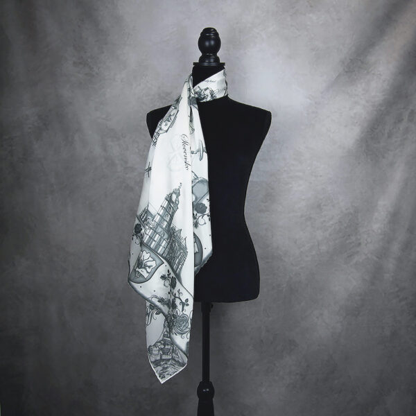 Hodvábna šatka SLOVENSKO BLACK & WHITE, 90 x 90cm, Made in SLOVAKIA - Image 3