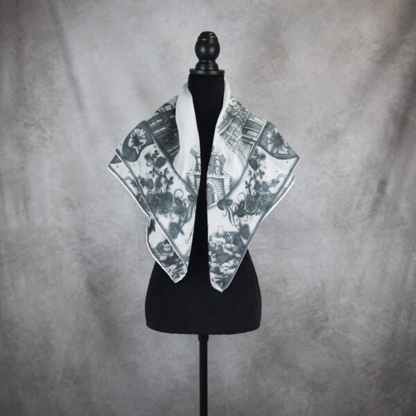 Hodvábna šatka SLOVENSKO BLACK & WHITE, 90 x 90cm, Made in SLOVAKIA - Image 9