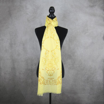 Unisex zimný šál z Merino vlny so vzorom ORNAMENT YELLOW, výrobený na Slovensku