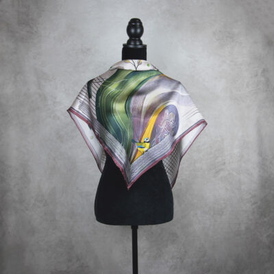 Hodvábna šatka SÝKORKA - PURPUROVÁ, 90 x 90cm, Vyrobené na Slovensku