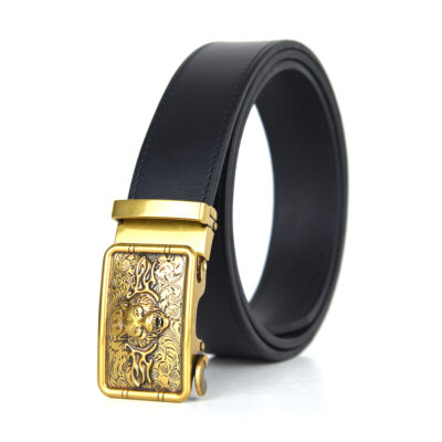 Opasok z pravej kože s automatickou prackou OLD GOLD WOLF