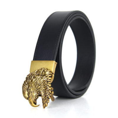 Opasok z pravej kože s automatickou prackou GOLD EAGLE HEAD