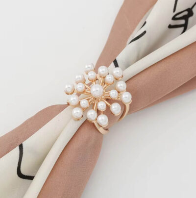 Brošňa na šatku a šál v tvare vločky s perličkami