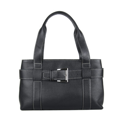 Dámska kožená kabelka v čiernej farbe