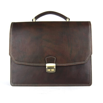 Kožená aktovka č.7897, ručne tamponovaná v tmavo hnedej farbe