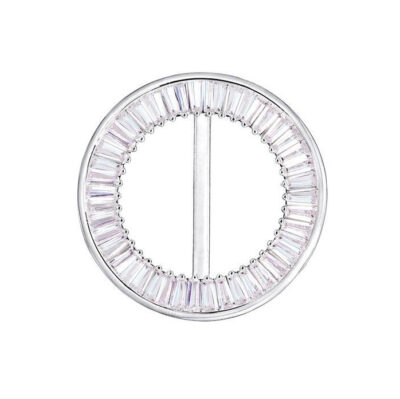 Luxusná spona na šatku a šál v kruhovom dizajne so sklíčkami v striebornej farbe