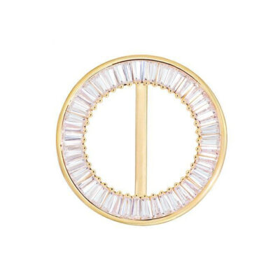 Luxusná spona na šatku a šál v kruhovom dizajne so sklíčkami v zlatej farbe