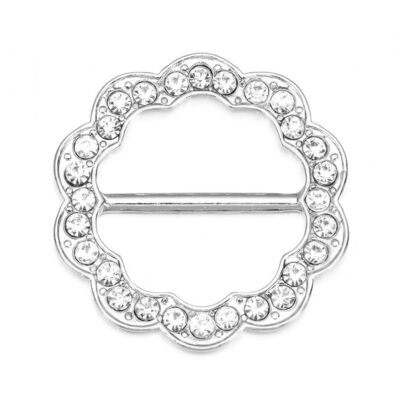 Luxusná spona na šatku a šál v štýlovom dizajne so sklíčkami v striebornej farbe