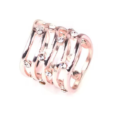 Rúrková ozdoba na šatku a šál v tvare vlnoviek so sklíčkami, ružovo zlatá