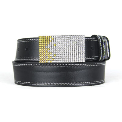 Unikátny čierny opasok z pravej kože SWAROVSKI YELLOW, Ručná výroba na Slovensku, Limitovaná edícia