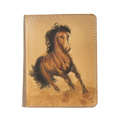 Ručne vyklepávaný, tvarovaný a reliéfny kožený zápisník - Cválajúci kôň