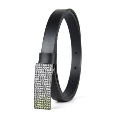 Dámsky kožený opasok SWAROVSKI GREEN, šírka 2cm, Vyrobené na Slovensku
