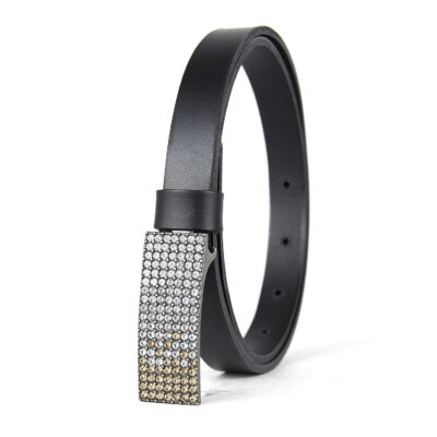 Dámsky kožený opasok SWAROVSKI BROWN, šírka 2cm, Vyrobené na Slovensku