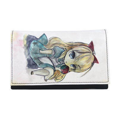 Ručne maľovaná kožená peňaženka 8542 s motívom Dievčatko s jablkom