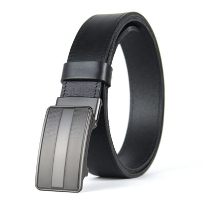 Opasok z pravej kože s brzdovou prackou, šírka 3.5cm - CARBON