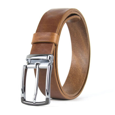 Kožený opasok s dezénom SILVERLINE, šírka 3.3cm, Ručná výroba na Slovensku