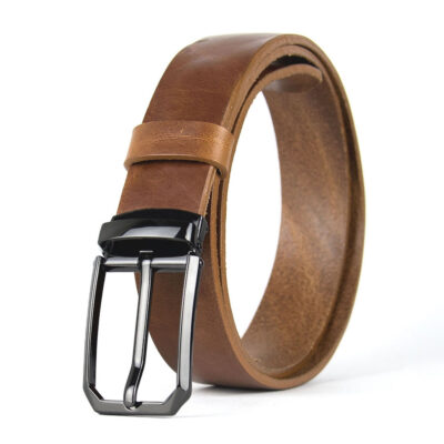 Kožený opasok s dezénom PLATINUM, šírka 3.3cm, Ručná výroba na Slovensku