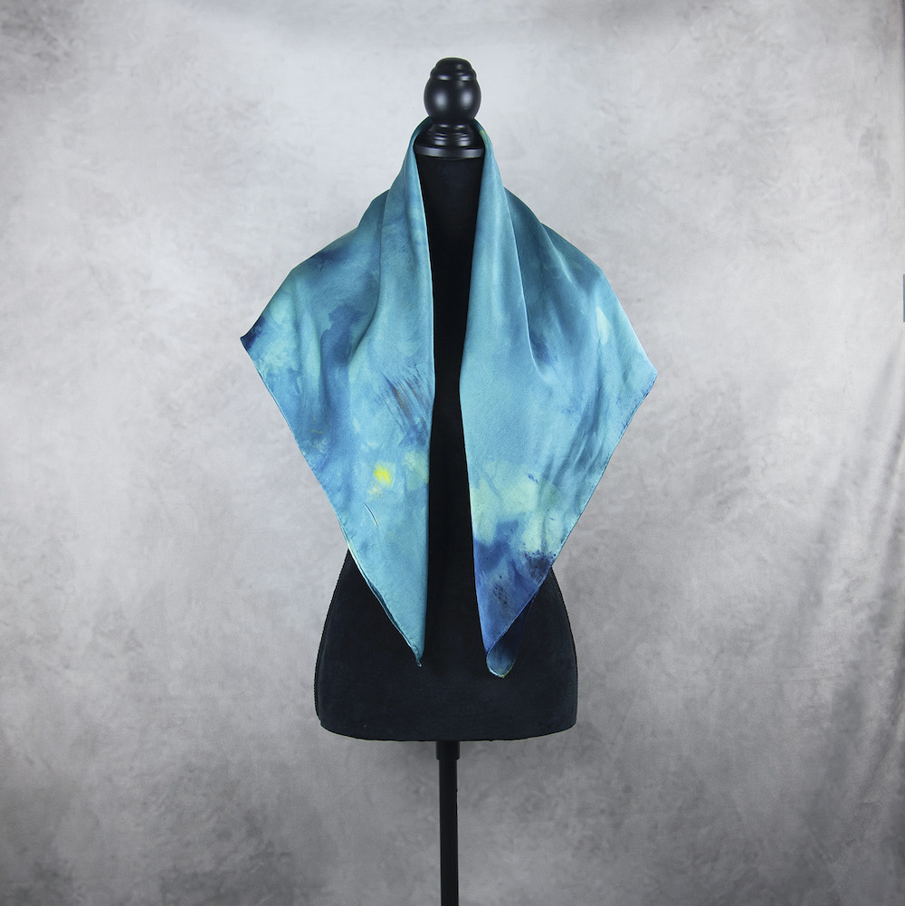 Hodvábna šatka LIMITED_310, Ručná výroba na Slovensku, 90 x 90cm – Obrázok 3