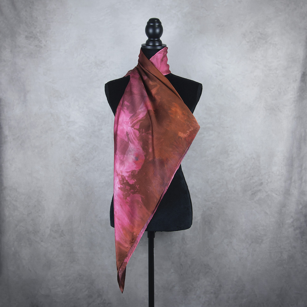 Hodvábna šatka LIMITED_352, Ručná výroba na Slovensku, 90 x 90cm – Obrázok 4